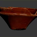 Red Hand Carved Ceramic Bowl Sculpture With Textured Surface And Vibrant Red Color