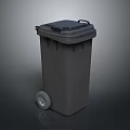 Gray Durable Trash Bin With Lid And Wheels For Home And Office Use 3d model