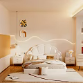 Elegant Modern Minimalist Luxury Bedroom Desk With Chair Bookshelf And Clock