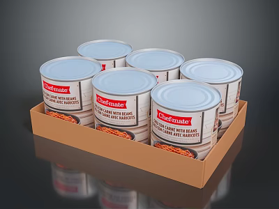 Chef's Choice Canned Beef Stew With Cow Meat In Brown Cardboard Box 3d model