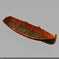 Red Wooden Small Boat Classic Water Transport Vessel with Simple Design
