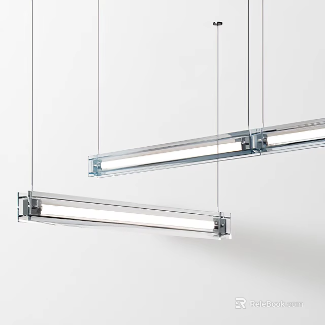 Modern Linear Pendant Lights With Sleek Metal Frame For Contemporary Interior Spaces Design 3d model 