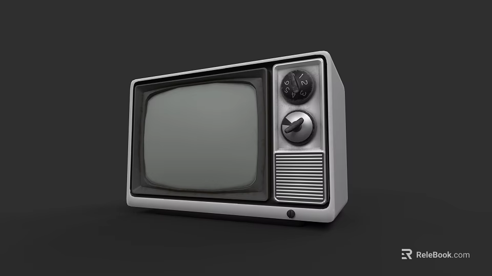 Vintage Television with Classic Design and Retro Knobs on Black Background 3d model 