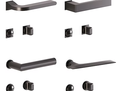 Modern Door Handles With Various Design Styles For Home Furniture Hardware 3d model