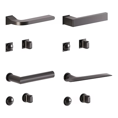 Modern Door Handles With Various Design Styles For Home Furniture Hardware 3d model