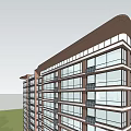 Modern High rise Building With Glass Curtain Wall And Urban Skyline View