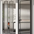 Modern Sliding Doors With Ribbed Glass And Metal Frame For Interior Design