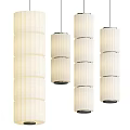 Modern Minimalist Cylindrical Ribbed Stacked White Pendant Lights For Interior Home Decor