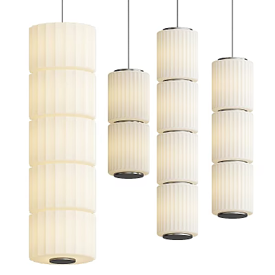 Modern Minimalist Cylindrical Ribbed Stacked White Pendant Lights For Interior Home Decor 3d model