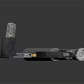 Detailed View Of Silver Handgun With Magazine And Bullets On Dark Surface