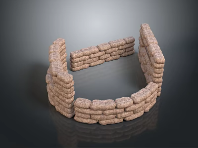 Rustic Landscape With Stacked Stone Circular Archway In Open Air Setting 3d model