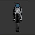 Futuristic Sci Fi Weapon With Blue Scope And Red Accents In Modern Design
