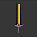 Ornamental Black Sword With Yellow Inscriptions Silver Hilt And Red Gemstone