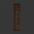 Dark Brown Wooden Cabinet With Vertical Panel Doors And Top Decorative Edge