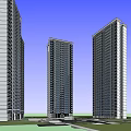 Tall Residential Buildings Complex With Green Space And Surrounding Open Roads