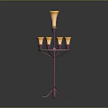 Purple Stand Lamp Set With Yellow Candle Shaped Multiple Lights And Modern Design