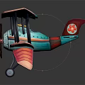 Vintage Biplane Model Airplane With Colorful Red Pink Blue Stripes And Propeller