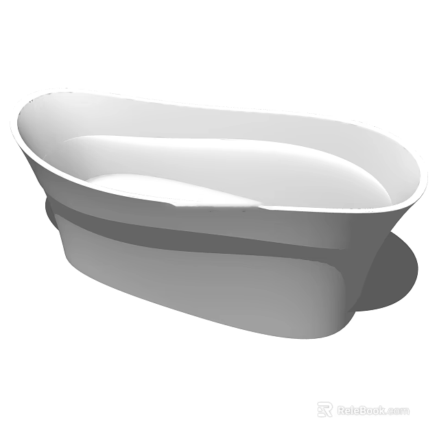 Modern White Freestanding Bathtub With Oval Shape And Smooth Surface 3d model 