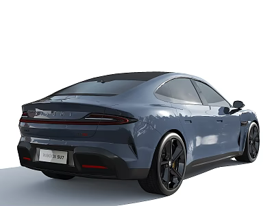 Hyundai Blue Coupe Car Rear View Sleek Design And Black Wheels 3d model