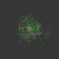 Aerial Planning of Modern City Featuring Buildings Green Spaces and Road Networks