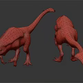 Two Realistic Brown Dinosaur Models With Detailed Skin In Different Poses