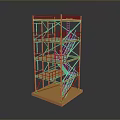 Golden Architectural Scaffolding Model With Multi Level Stairs And Platforms 3d model