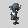 Mechanical Robot Character With Gray Black Body Red Eyes And Blue Luminous Limbs