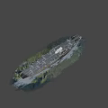 Military Aircraft Carrier Sailing On Blue Ocean With Smoking Stack And Flight Deck Runway