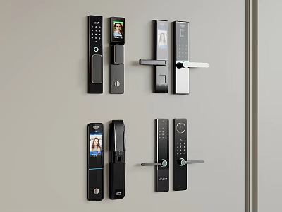 Smart Door Locks With Various Designs Digital Keypads And Fingerprint Scanners 3d model