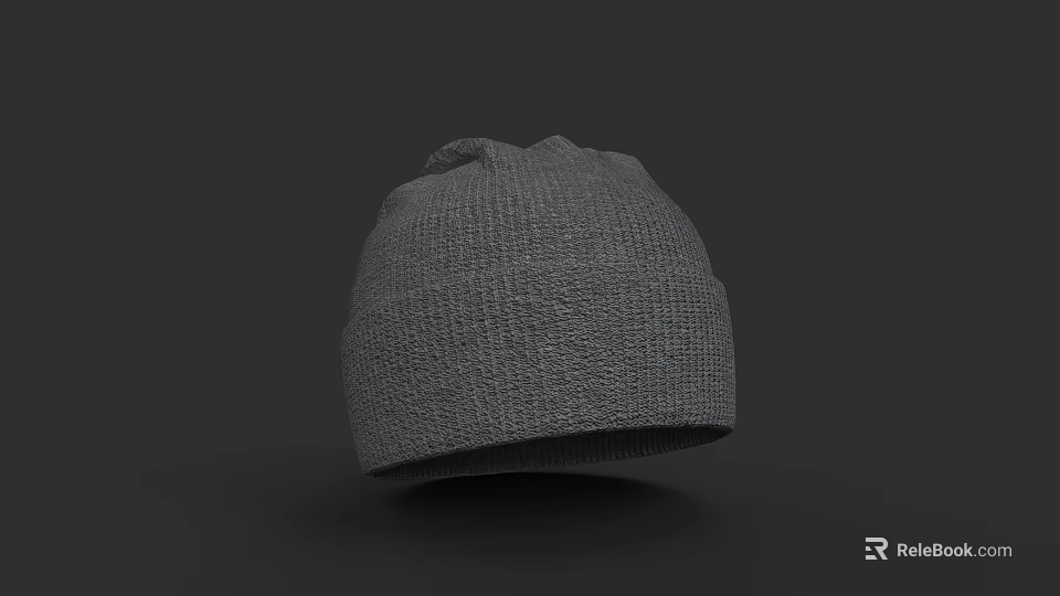 Gray Knitted Beanie Hat Warm Winter Fashion Accessory For Men And Women 3d model 
