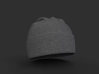 Gray Knitted Beanie Hat Warm Winter Fashion Accessory For Men And Women 3d model