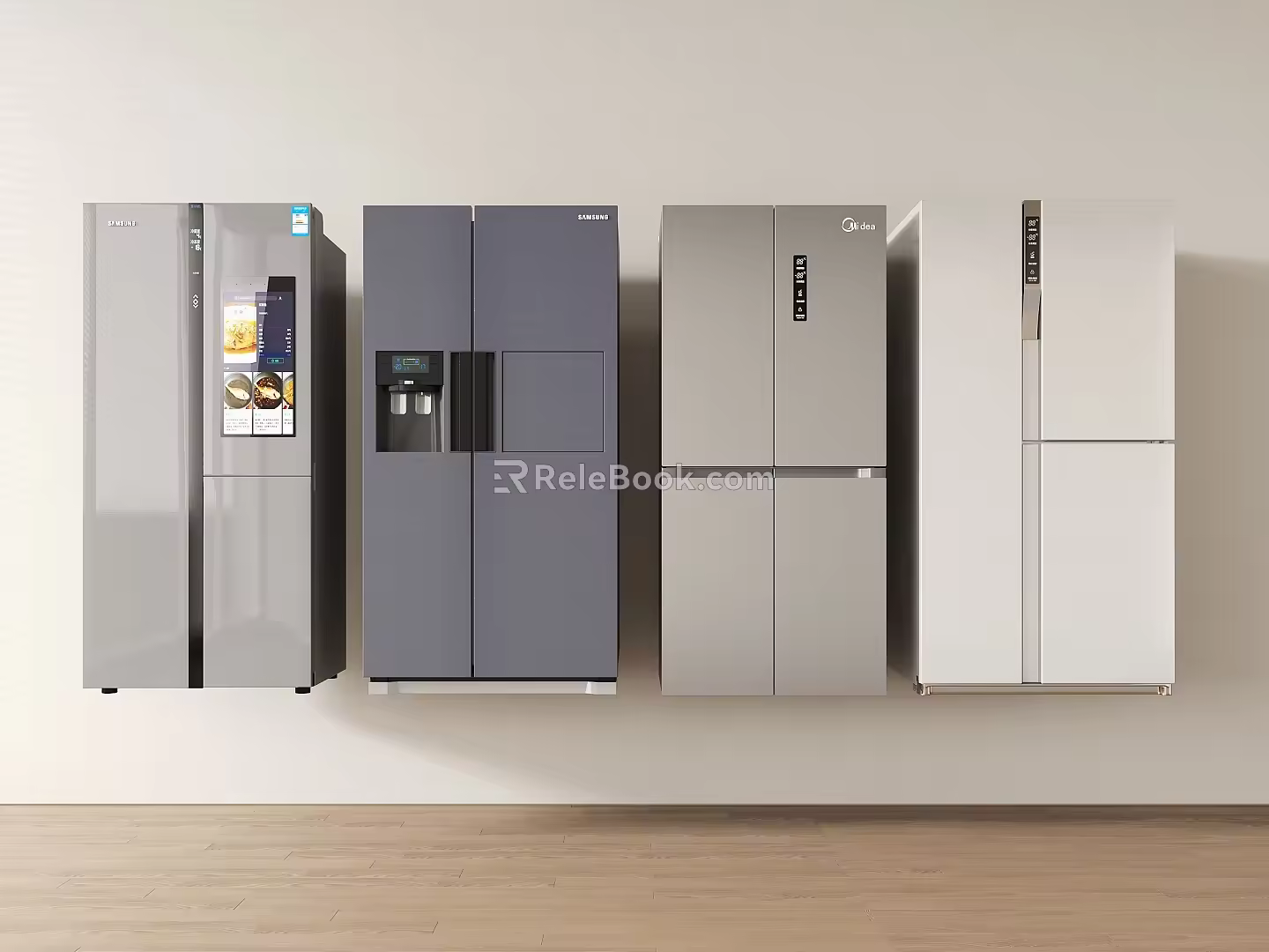 Modern double-door refrigerator smart refrigerator up and down double-door refrigerator three-door parallel 3d model