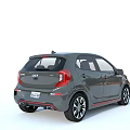 Kia Gray Compact Hatchback With Modern Front Design LED Headlights And Black Alloy Wheels