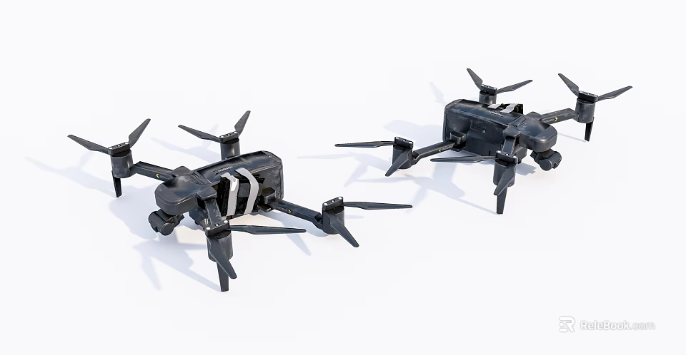 Smart Drone Quadcopter With Black Frame And Aerial Camera Features 3d model 