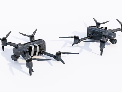 Smart Drone Quadcopter With Black Frame And Aerial Camera Features 3d model
