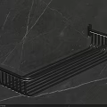 Black Metal Bathroom Shelf Wall Mounted On Grey Marble Textured Wall