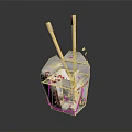 Disposable Tableware Set With Enjoy Printed Paper Container And Wooden Chopsticks