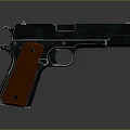 Classic M1911 A1 Pistol With Black Finish Red Textured Grip And Retro Design