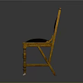 Classic Wooden Chair With Carved Backrest Black Seat Cushion And Turned Legs