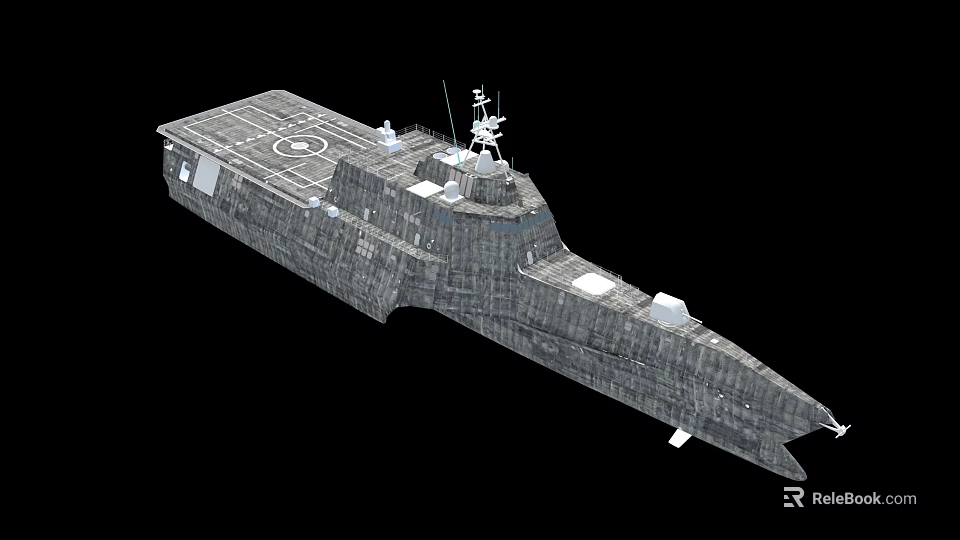 Modern Warship 3D Model Featuring Helicopter Pad Angled Hull And Radar Systems 3d model 