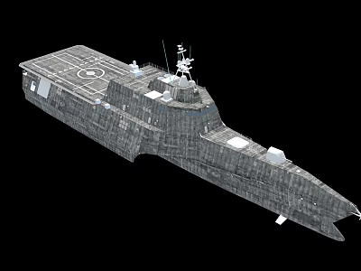Modern Warship 3D Model Featuring Helicopter Pad Angled Hull And Radar Systems 3d model