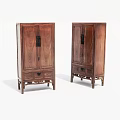 Traditional Chinese Wooden Decorative Cabinets With Double Doors And Carved Details