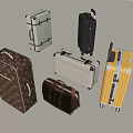 Various Styles of Luggage and Bags With White Black Yellow and Brown Colors