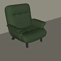 Green Leather Single Sofa With Button Tufted Backrest And Black Legs 3d model