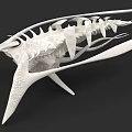 White 3D Printed Warship Model With Complex Structure Sharp Design And Protruding Parts 3d model
