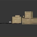 Wooden Box Scene Structure Model With Stacked Boxes And Planks On Mat