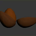 Orange Peeled Almond With Split Shell And Nut Kernel On Dark Background 3d model