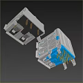 Dual Metal USB Connector Devices With Stackable Design And Blue Ports