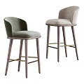 Modern Upholstered Bar Stools With Green And Beige Seats And Stylish Wooden Legs