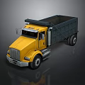 Bright Yellow Heavy Duty Dump Truck Featuring Black Cargo Bed And Cab